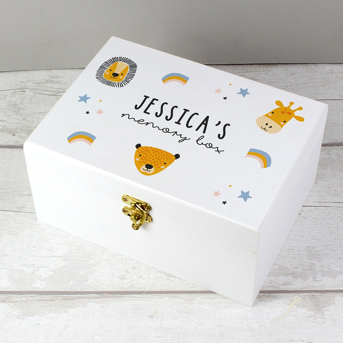 Personalised ‘Zoo’ White Wooden Keepsake Box 1 Personalised ‘Zoo’ White Wooden Keepsake Box