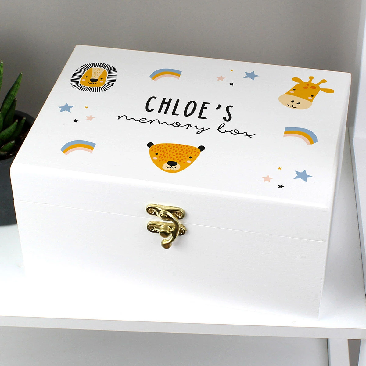 Personalised ‘Zoo’ White Wooden Keepsake Box 4 Personalised ‘Zoo’ White Wooden Keepsake Box - Image 4