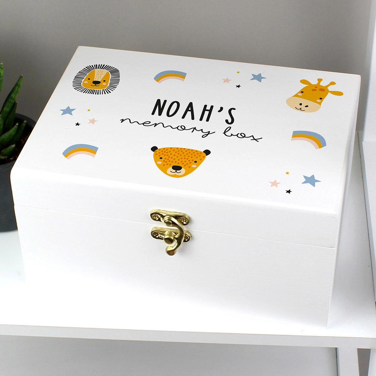 Personalised ‘Zoo’ White Wooden Keepsake Box 2 Personalised ‘Zoo’ White Wooden Keepsake Box - Image 2