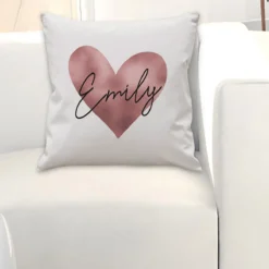 Personalised Rose Gold Heart Name Only Cushion -Home General Store 4004392 pmc personalised rose gold heart name only cushion 2