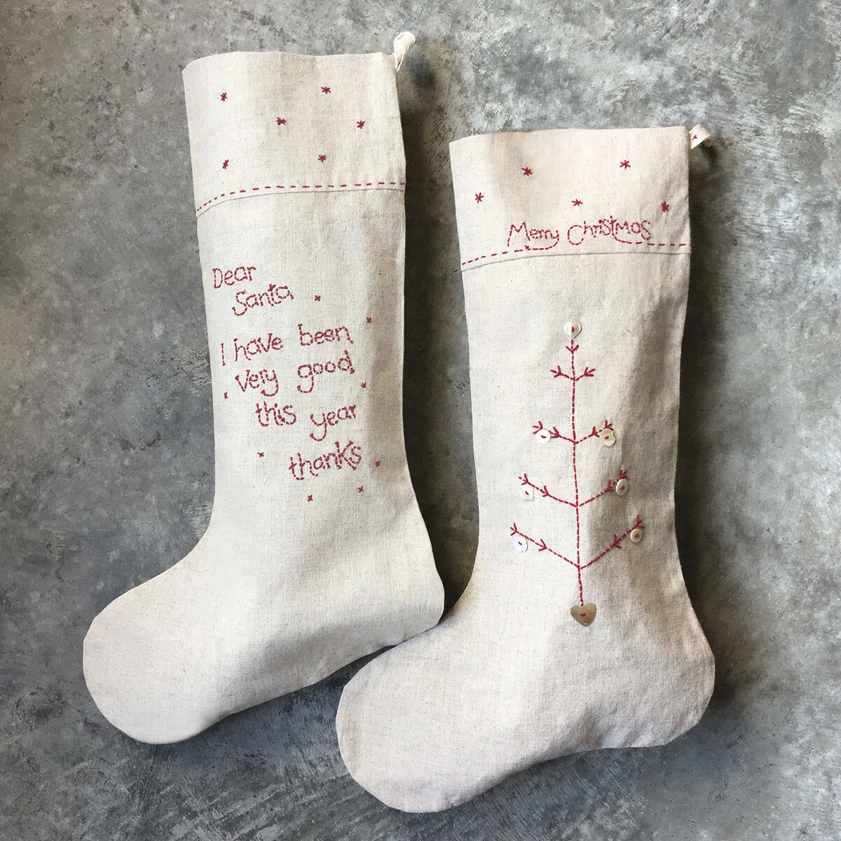 East Of India Christmas Dear Santa Linen Stocking 2 East Of India Christmas Dear Santa Linen Stocking - Image 2