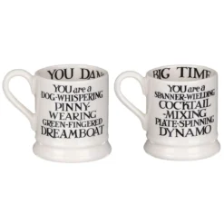 Emma Bridgewater Black Toast King Of Cool & Queen Of Rock Set Of Two Half Pint Mugs -Home General Store emma bridgewater 1kiq010013 king of cool queen of rock mugs 6