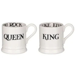 Emma Bridgewater Black Toast King Of Cool & Queen Of Rock Set Of Two Half Pint Mugs -Home General Store emma bridgewater 1kiq010013 king of cool queen of rock mugs 7