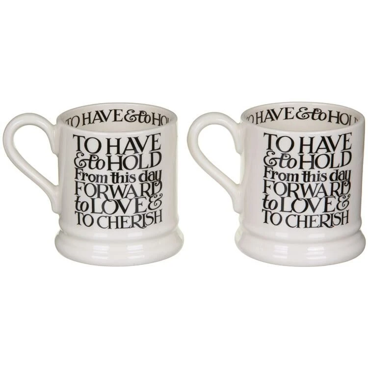 Emma Bridgewater Black Toast Mr & Mrs Boxed Set Of Two Half Pint Mugs 2 Emma Bridgewater Black Toast Mr & Mrs Boxed Set Of Two Half Pint Mugs - Image 2