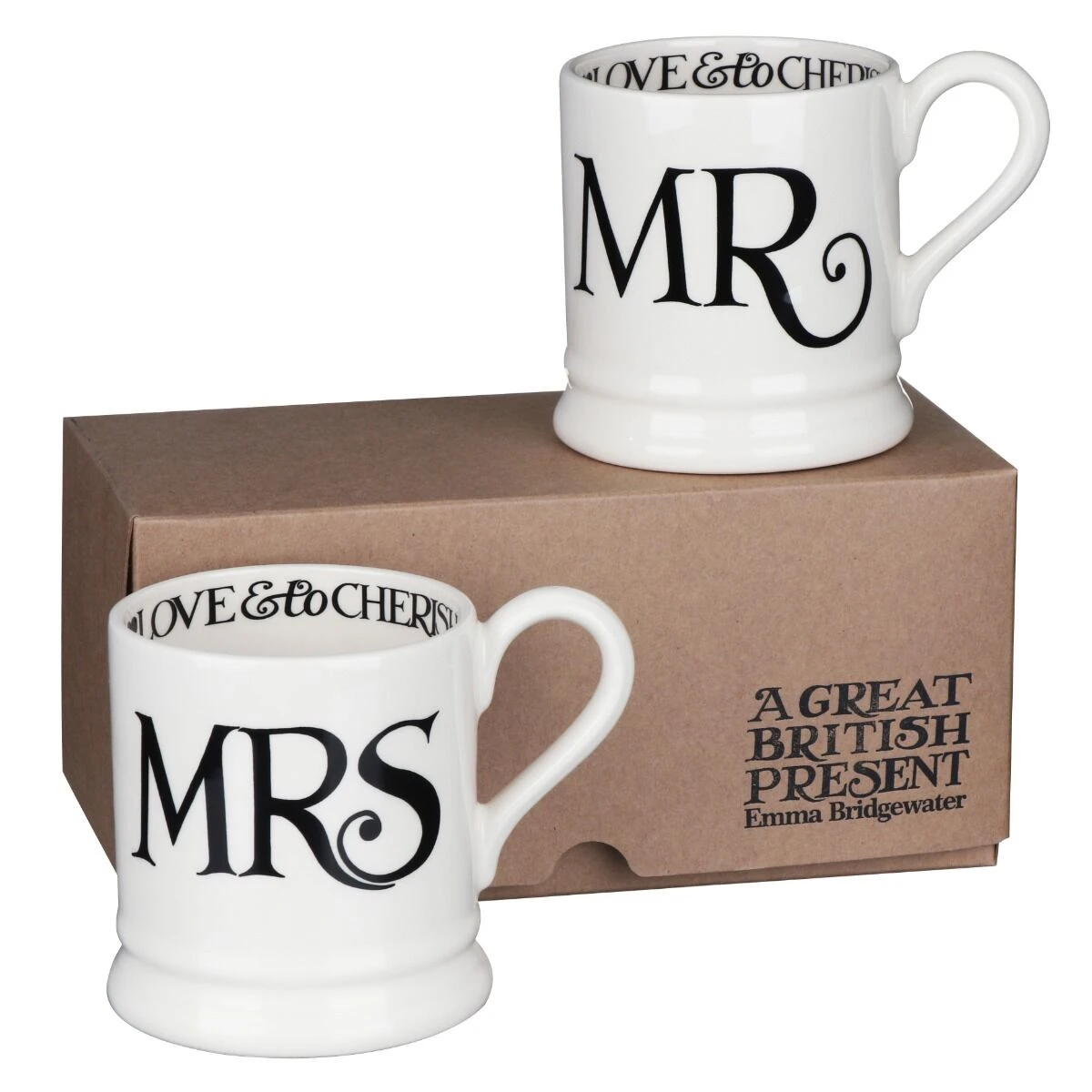 Emma Bridgewater Black Toast Mr & Mrs Boxed Set Of Two Half Pint Mugs 1 Emma Bridgewater Black Toast Mr & Mrs Boxed Set Of Two Half Pint Mugs