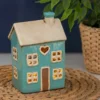 Shudehill Village Pottery Heart House Bright Blue Tealight Holder