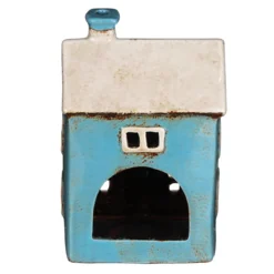 Shudehill Village Pottery Heart House Bright Blue Tealight Holder -Home General Store joe davies 310754 shudehill village pottery heart house blue tealight holder 2