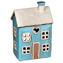 Shudehill Village Pottery Heart House Bright Blue Tealight Holder -Home General Store joe davies 310754 shudehill village pottery heart house blue tealight holder 3
