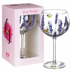 Lynsey Johnstone Hand Painted Bees & Lavender Gin Glass