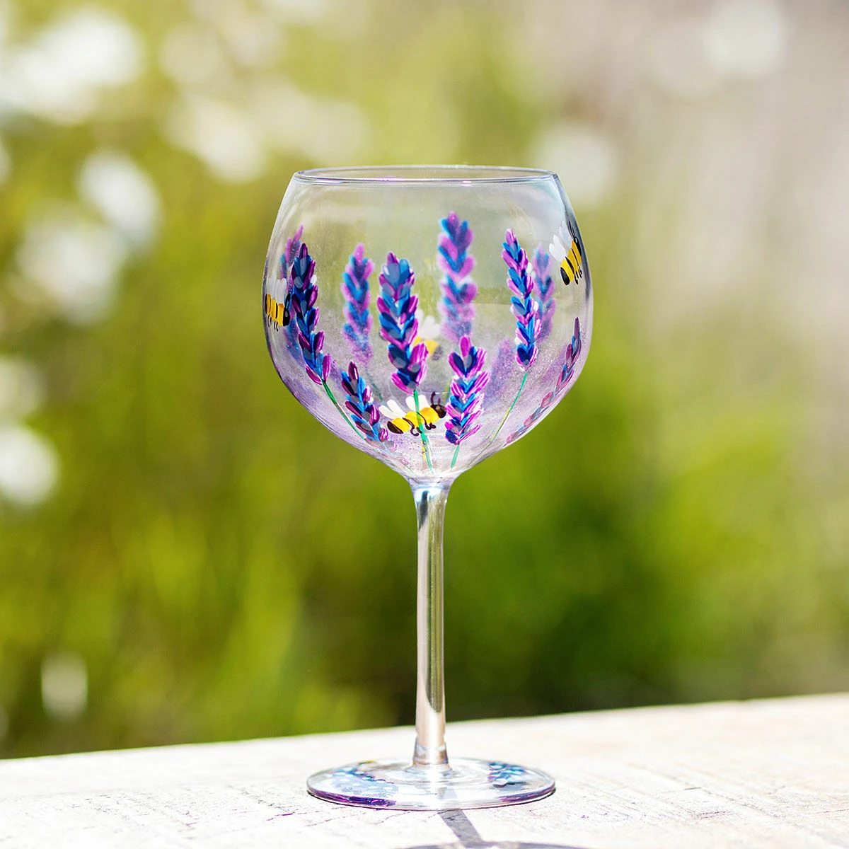 Lynsey Johnstone Hand Painted Bees & Lavender Gin Glass 3 Lynsey Johnstone Hand Painted Bees & Lavender Gin Glass - Image 3