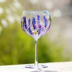 Lynsey Johnstone Hand Painted Bees & Lavender Gin Glass 10 Lynsey Johnstone Hand Painted Bees & Lavender Gin Glass -Home General Store lesser pavey lp49753 lynsey johnstone bees lavender gin glass lifestyle 2