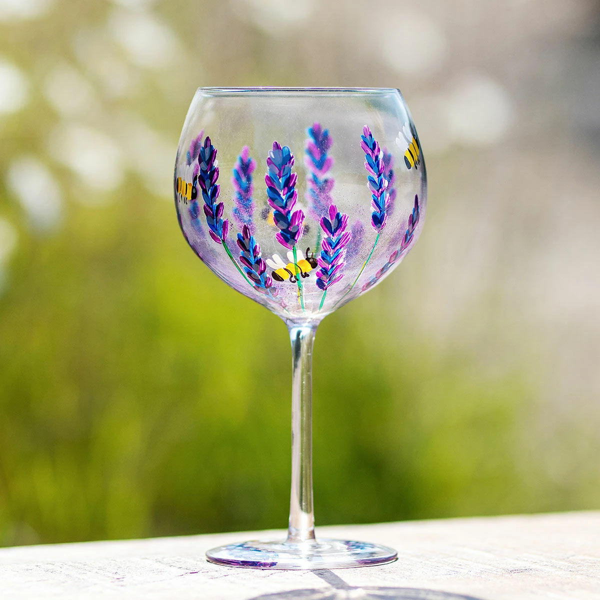 Lynsey Johnstone Hand Painted Bees & Lavender Gin Glass 5 Lynsey Johnstone Hand Painted Bees & Lavender Gin Glass - Image 5