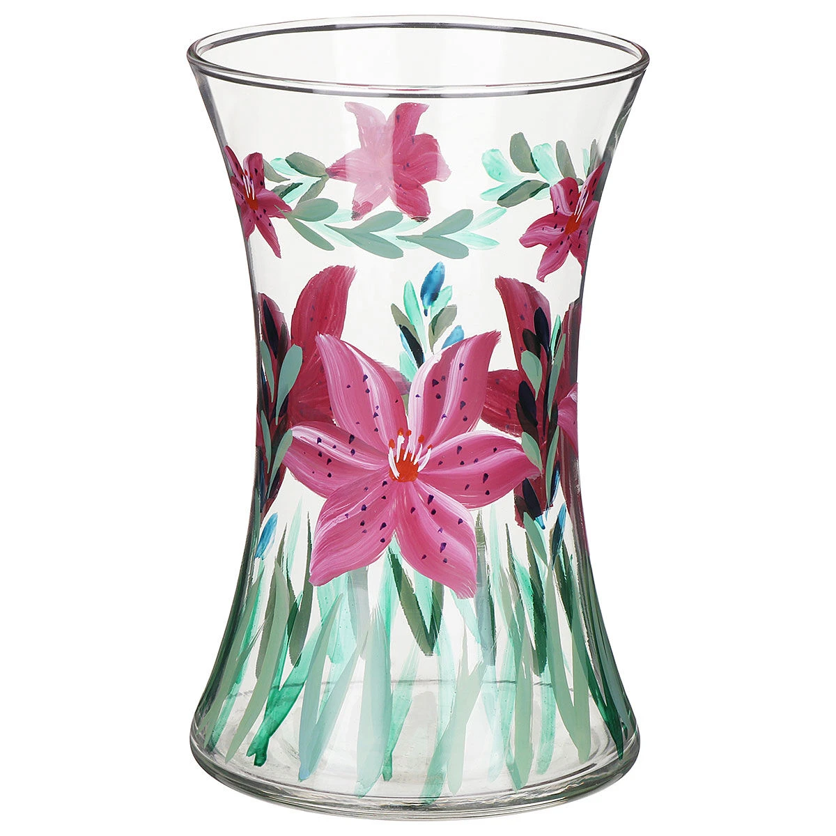 Lynsey Johnstone Hand Painted Lily Hourglass Vase 2 Lynsey Johnstone Hand Painted Lily Hourglass Vase - Image 2