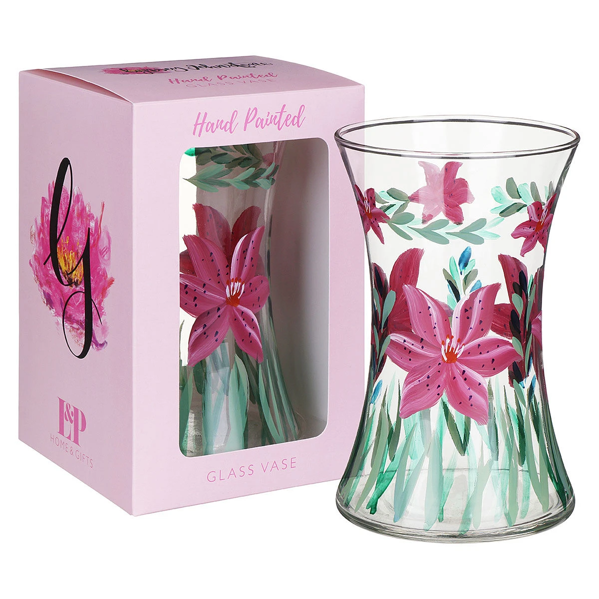 Lynsey Johnstone Hand Painted Lily Hourglass Vase 1 Lynsey Johnstone Hand Painted Lily Hourglass Vase