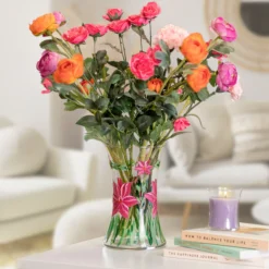 Lynsey Johnstone Hand Painted Lily Hourglass Vase 5 Lynsey Johnstone Hand Painted Lily Hourglass Vase -Home General Store lesser and pavey lp48328 lily lynsey johnstone vase lifestyle 3