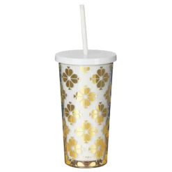 Kate Spade New York Gold Spade Flower Tumbler With Straw