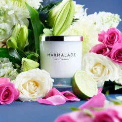 Marmalade Of London Bergamot & Soft Rose 230g Luxury Glass Soy Candle -Home General Store marmalade of london 11715 bergamot soft rose 230g luxury glass candle lifestyle 1