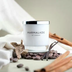 Marmalade Of London Cashmere & Cocoa 230g Luxury Glass Soy Candle -Home General Store marmalade of london 12125 cashmere cocoa 230g luxury glass candle lifestyle 1 1