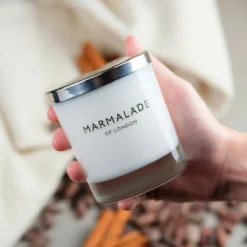 Marmalade Of London Cashmere & Cocoa 230g Luxury Glass Soy Candle -Home General Store marmalade of london 12125 cashmere cocoa 230g luxury glass candle lifestyle 2 1