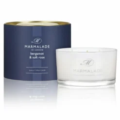 Marmalade Of London Bergamot & Soft Rose 400g 3 Wick Glass Soy Candle