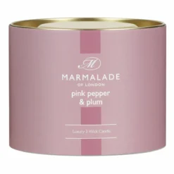 Marmalade Of London Pink Pepper & Plum 400g 3 Wick Glass Soy Candle -Home General Store marmalade of london 12965 pink pepper plum 400g 3 wick glass candle 4
