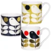 Orla Kiely Set Of 3 Early Bird Large Mugs