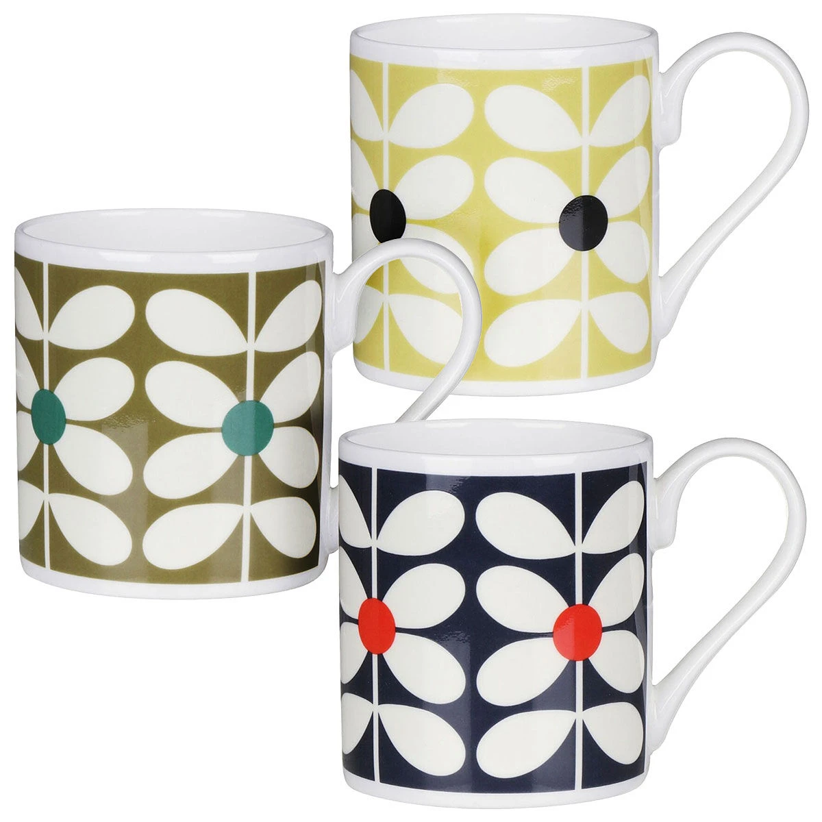 Orla Kiely Set Of 3 60's Stem Large Mugs 1 Orla Kiely Set Of 3 60's Stem Large Mugs