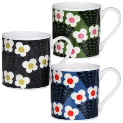 Orla Kiely Set Of 3 Bunch Of Stems Large Mugs