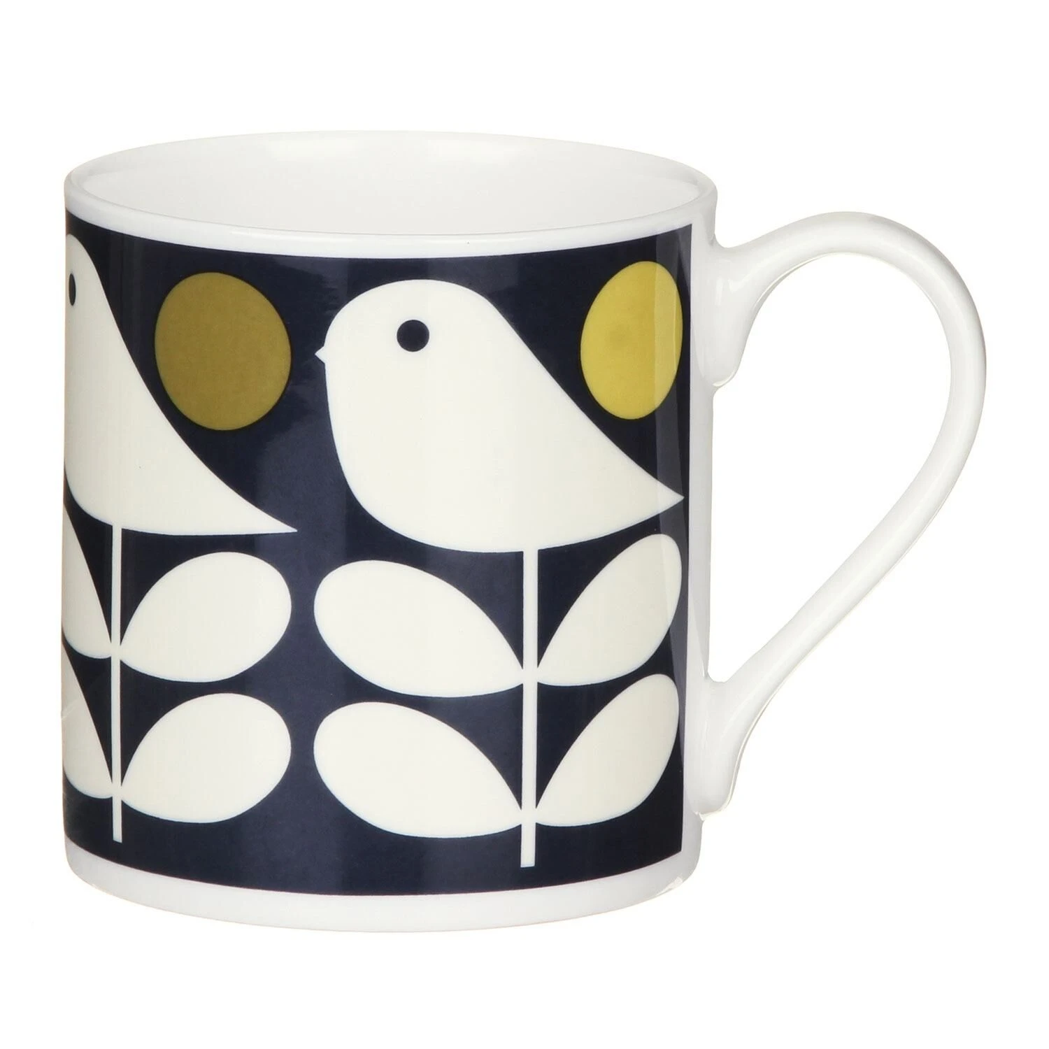 Orla Kiely Navy Early Bird Large Mug 1 Orla Kiely Navy Early Bird Large Mug