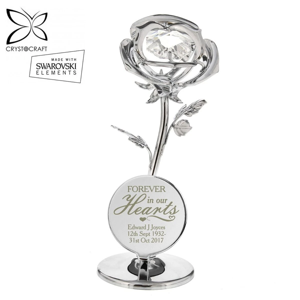 Personalised ‘Forever In Our Hearts’ Crystocraft Rose Ornament 3 Personalised ‘Forever In Our Hearts’ Crystocraft Rose Ornament - Image 3