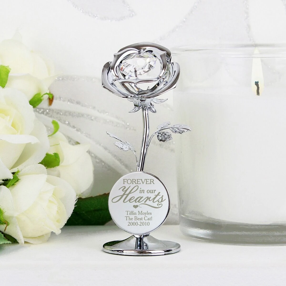 Personalised ‘Forever In Our Hearts’ Crystocraft Rose Ornament 5 Personalised ‘Forever In Our Hearts’ Crystocraft Rose Ornament - Image 5