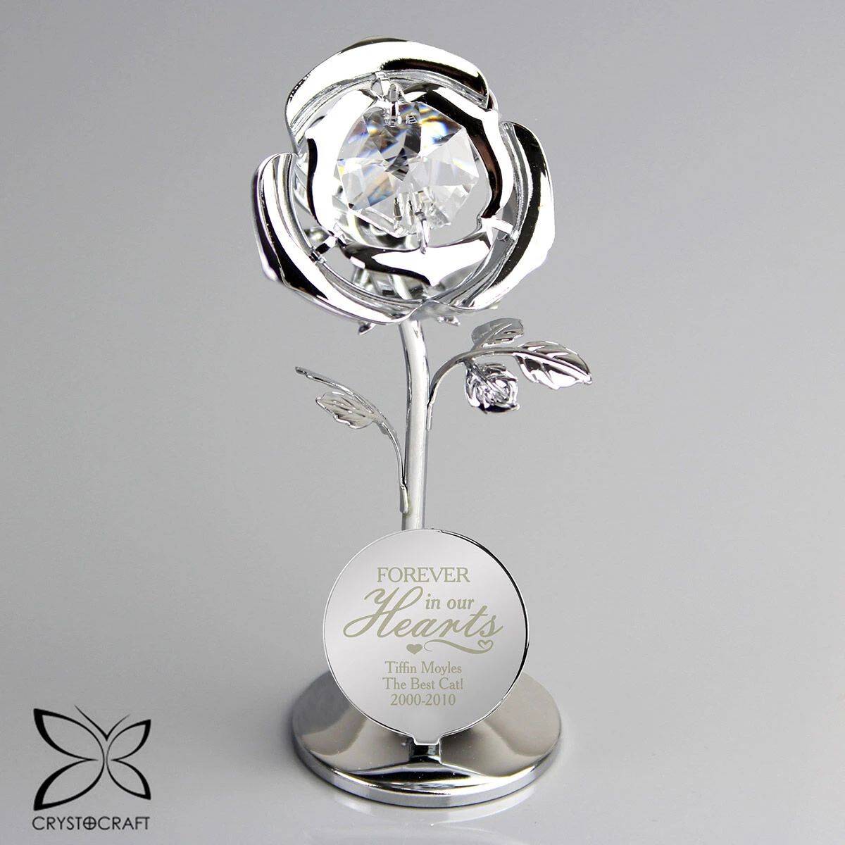 Personalised ‘Forever In Our Hearts’ Crystocraft Rose Ornament 7 Personalised ‘Forever In Our Hearts’ Crystocraft Rose Ornament - Image 7