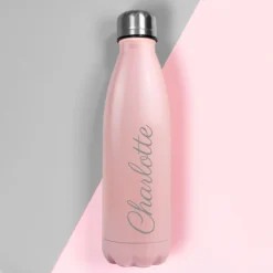 Personalised Pink Metal Insulated Drinks Bottle