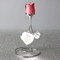 Personalised Swirls & Heart Pink Rose Bud Ornament -Home General Store p0104m00 2