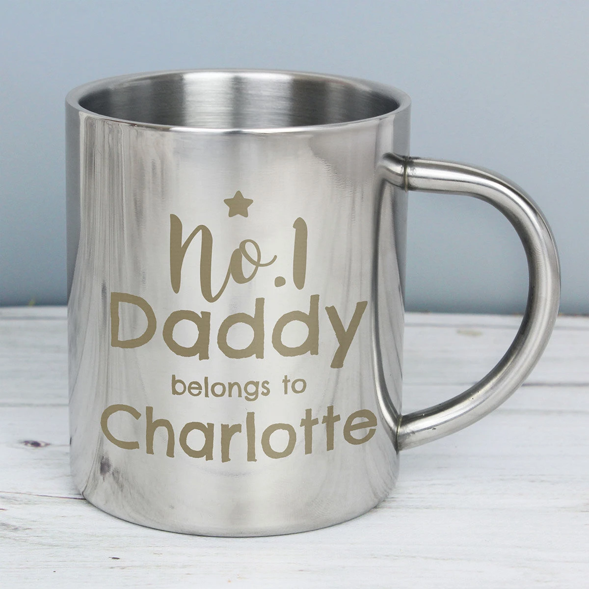 Personalised No.1 Daddy Stainless Steel Mug 2 Personalised No.1 Daddy Stainless Steel Mug - Image 2