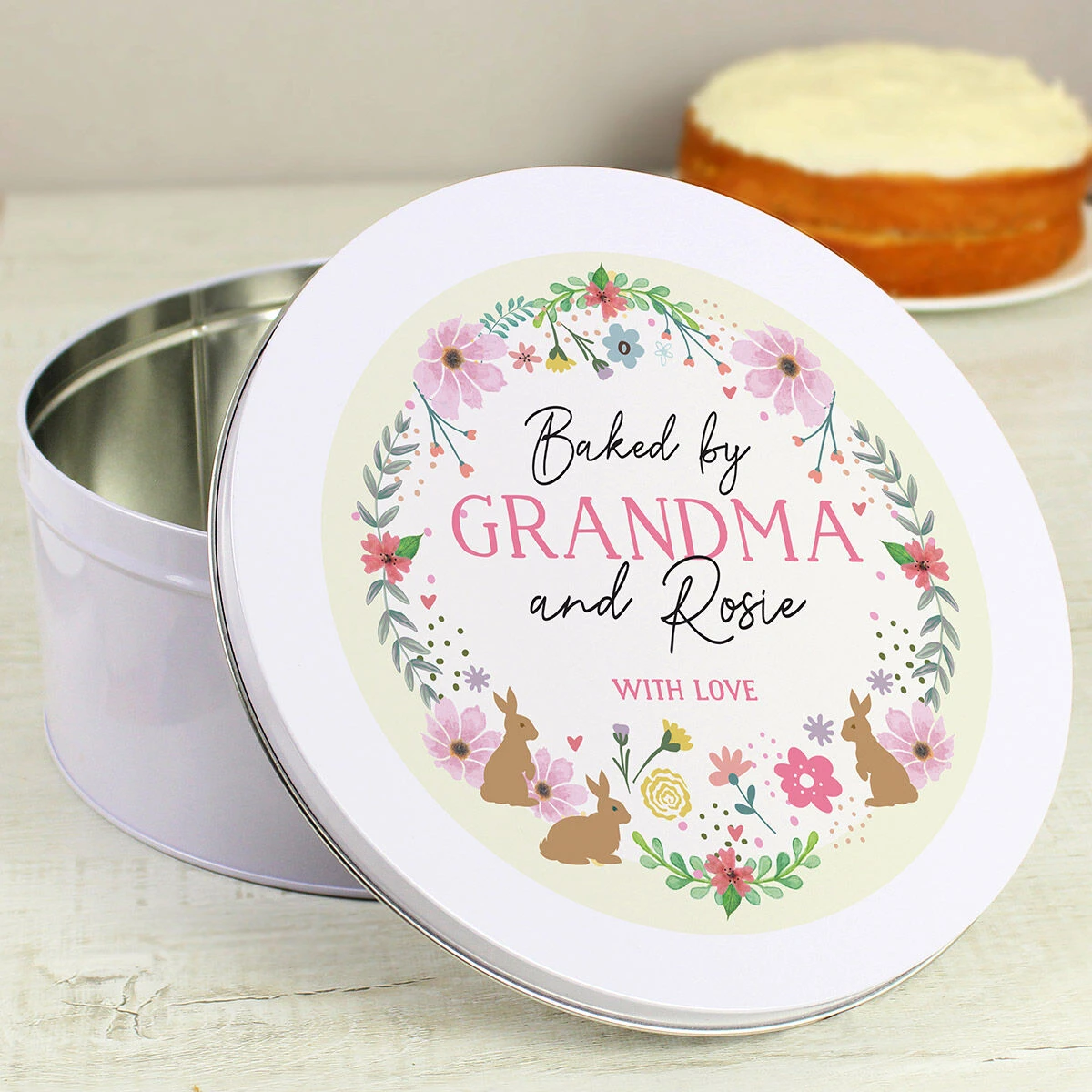 Personalised Springtime Cake Tin 1 Personalised Springtime Cake Tin