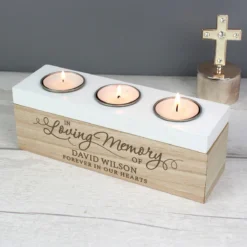 Personalised ‘In Loving Memory’ Triple Tea Light Box -Home General Store p0111c43 pmc personalised in loving memory triple tea light box 1
