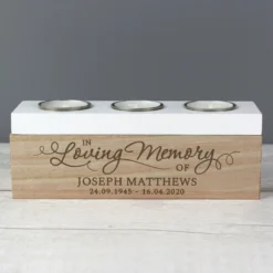 Personalised ‘In Loving Memory’ Triple Tea Light Box -Home General Store p0111c43 pmc personalised in loving memory triple tea light box 3