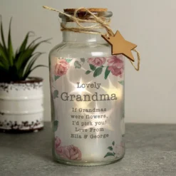 Personalised Floral Watercolour LED Glass Jar -Home General Store p050733 personalised floral watercolour led glass jar 2