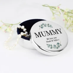 Personalised Botanical Round Trinket Box -Home General Store p1004a12 personalised botanical round trinket box 2