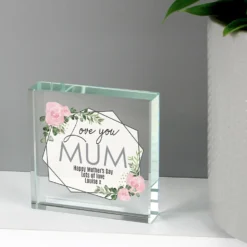 Personalised Abstract Rose Large Crystal Token -Home General Store p1007d24 pmc personalised abstract rose crystal token 1