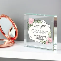 Personalised Abstract Rose Large Crystal Token -Home General Store p1007d24 pmc personalised abstract rose crystal token 3