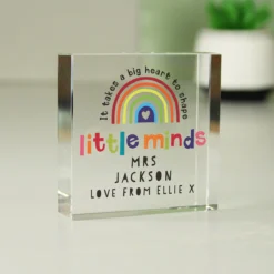 Personalised Teacher ‘Shape Little Minds’ Crystal Token -Home General Store p1007e27