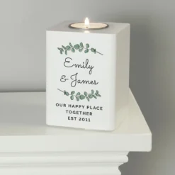 Personalised Botanical White Wooden Tealight Holder 8 Personalised Botanical White Wooden Tealight Holder -Home General Store p1011f34 1