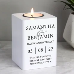 Personalised Couples White Wooden Tealight Holder 8 Personalised Couples White Wooden Tealight Holder -Home General Store p1011f45 pmc personalised couples white wooden tealight holder 3