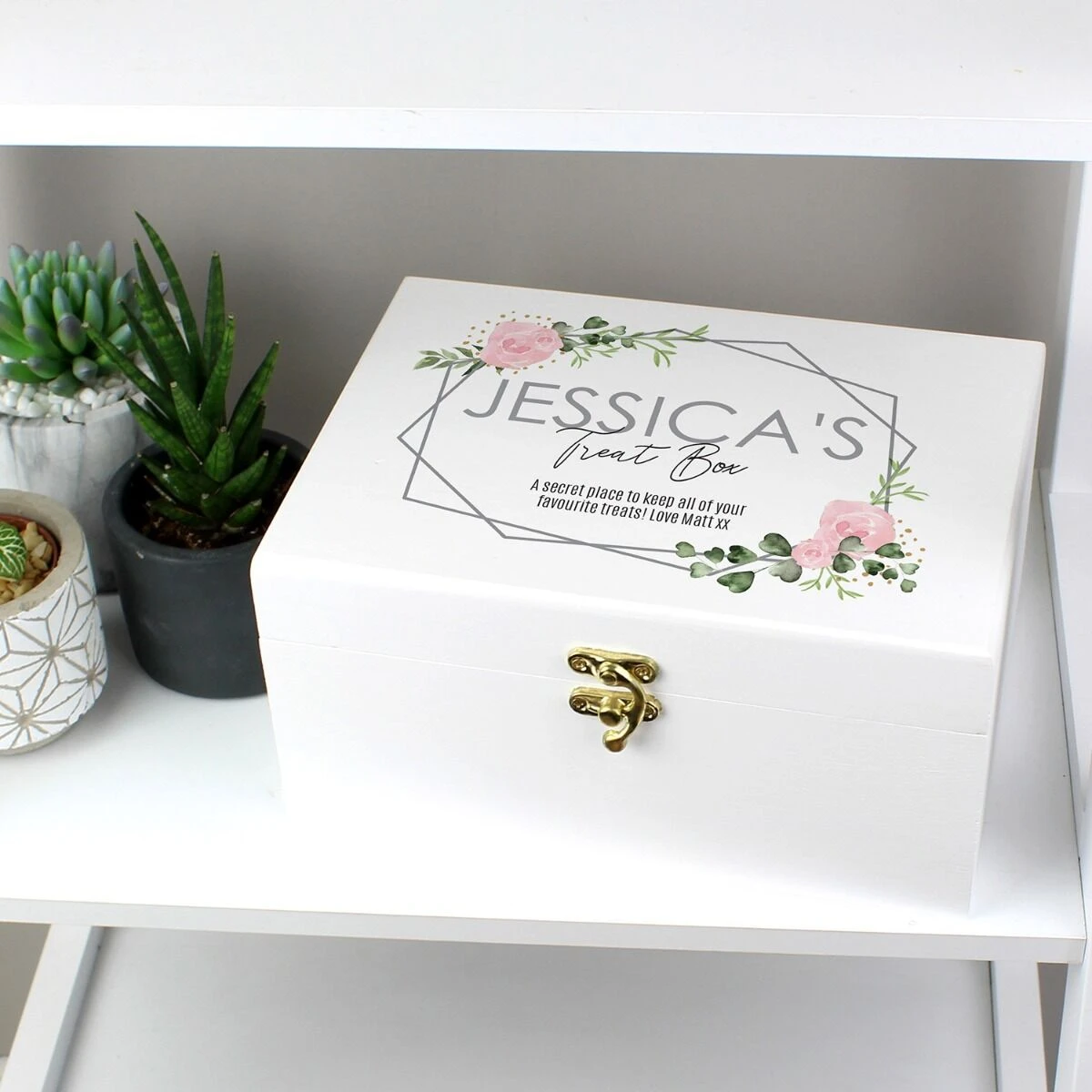 Personalised Abstract Rose White Wooden Keepsake Box 7 Personalised Abstract Rose White Wooden Keepsake Box - Image 7