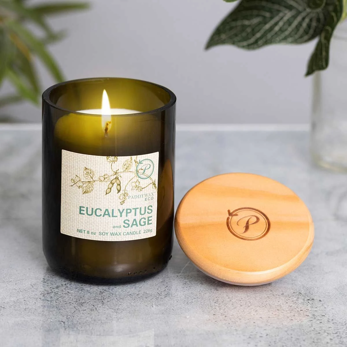 Paddywax Eco 226g Eucalyptus And Sage Green Recycled Glass Soy Candle 2 Paddywax Eco 226g Eucalyptus And Sage Green Recycled Glass Soy Candle - Image 2