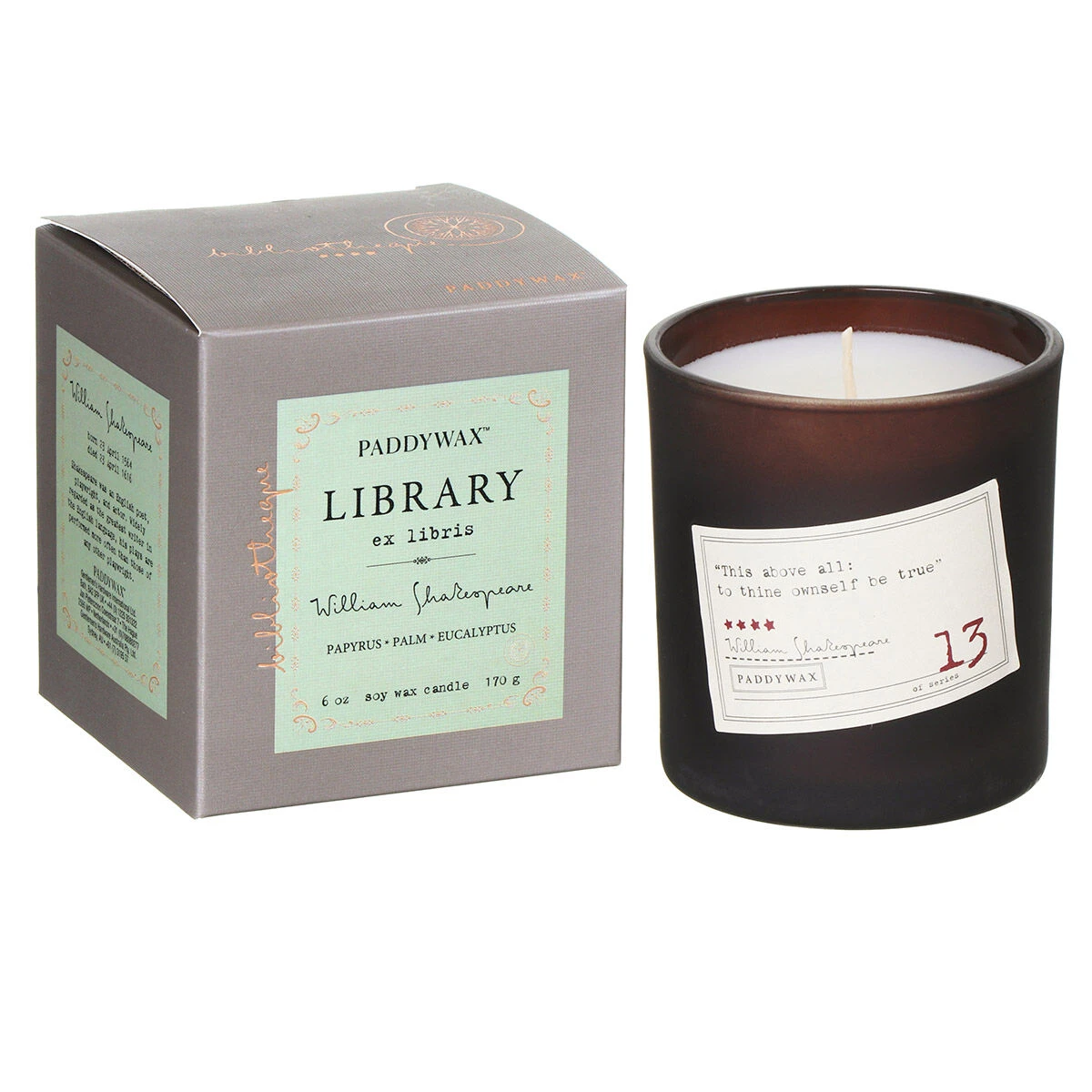 Paddywax Library 170g William Shakespeare Boxed Soy Candle 1 Paddywax Library 170g William Shakespeare Boxed Soy Candle