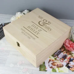 Home General Store 19 Personalised Mr & Mrs Large Wooden Keepsake Box