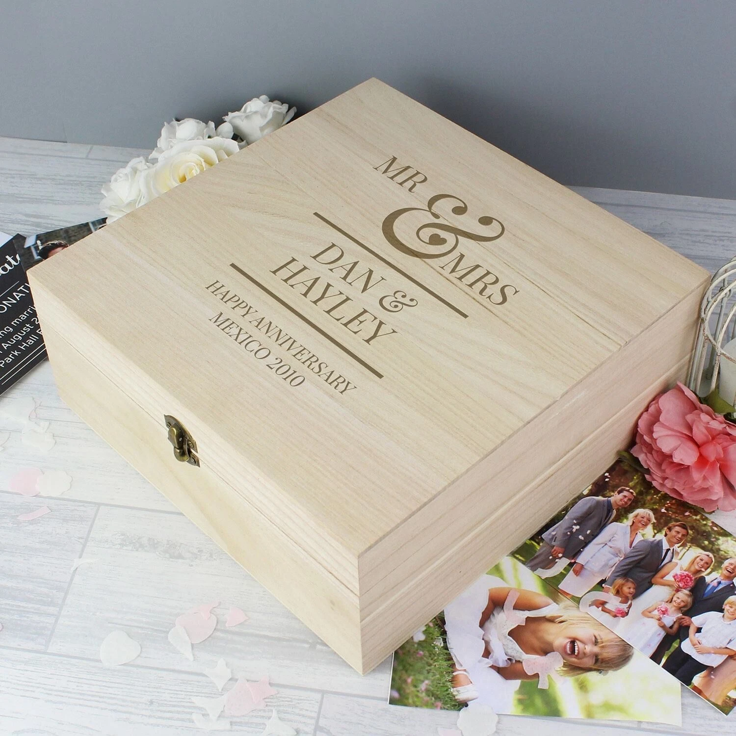 Personalised Mr & Mrs Large Wooden Keepsake Box 1 Personalised Mr & Mrs Large Wooden Keepsake Box